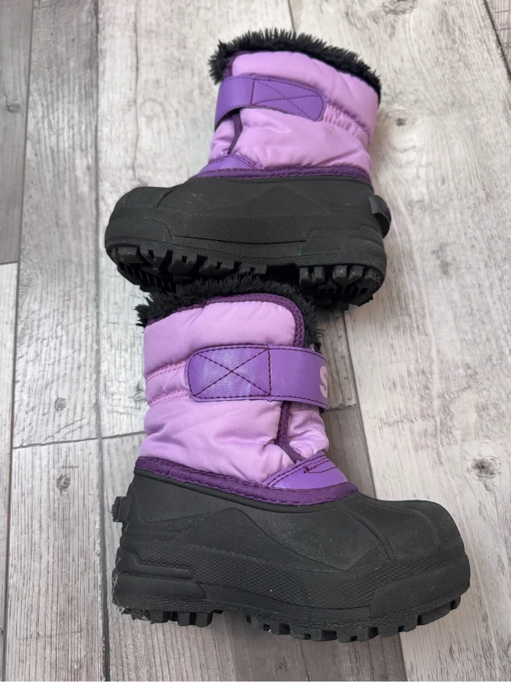 Sorel Snow Commander Toddler 7 Purple Black Winter Boots NV5190-514 Waterproof